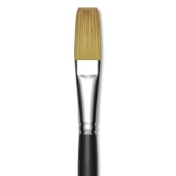 Trekell Synthetic Gold Taklon Brush - Flat, Short Handle, Size 20, close-up