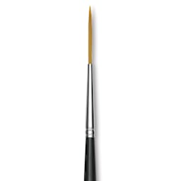 Trekell Synthetic Gold Taklon Brush - Script/Rigger, Short Handle, Size 0, close-up