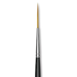 Trekell Synthetic Gold Taklon Brush - Script/Rigger, Short Handle, Size 2, close-up