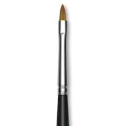 Trekell Synthetic Gold Taklon Brush - Cat's Tongue, Short Handle, Size 2, close-up