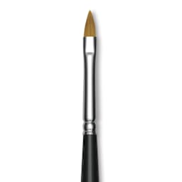 Trekell Synthetic Gold Taklon Brush - Cat's Tongue, Short Handle, Size 4, close-up