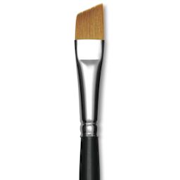 Trekell Synthetic Gold Taklon Brush - Angle, Short Handle, Size 1/2", close-up