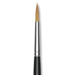 Trekell Synthetic Gold Taklon Brush - Round, Long Handle, Size 16, close-up