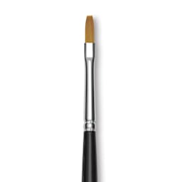 Trekell Synthetic Gold Taklon Brush - Flat, Long Handle, Size 2, close-up