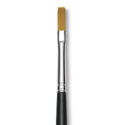 Trekell Synthetic Gold Taklon Brush - Flat, Long Handle, Size 4, close-up
