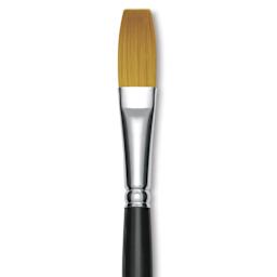 Trekell Synthetic Gold Taklon Brush - Flat, Long Handle, Size 16, close-up