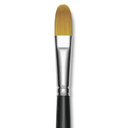 Trekell Synthetic Gold Taklon Brush - Filbert, Long Handle, Size 16, close-up