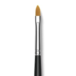 Trekell Synthetic Gold Taklon Brush - Cat's Tongue, Long Handle, Size 4, close-up