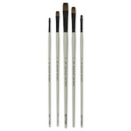 Silver Brush Black Pearl Synthetic Brushes - Landscape and Still Life Painting, Set of 5, laid out