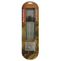 Silver Brush Black Pearl Synthetic Brushes - Variety Detail Painting, Set of 8, front of the pack