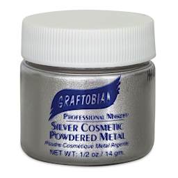 Graftobian Metal Mania Powder - Front view of jar of Silver Powdered Metal