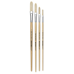 Utrecht Rhenish Pure Hog Bristle Brush - Extra Long Filbert, Series 264, Long Handle