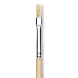 Utrecht Rhenish Pure Hog Bristle Brush - Flat, Size 1, Long Handle