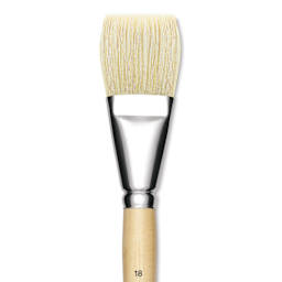 Utrecht Rhenish Pure Hog Bristle Brush - Flat, Size 18, Long Handle