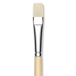 Utrecht Rhenish Pure Hog Bristle Brush - Bright, Size 6, Long Handle, close up