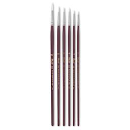 Utrecht Series 233 White Nylon Sable Round Brushes, group of six different sizes