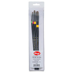 Utrecht Manglon Brushes - Set of 4, Long Handle, in packaging