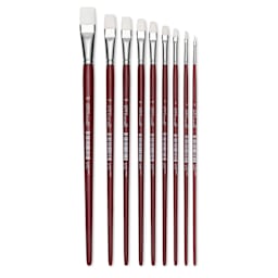 Utrecht Series 232 Synthetic White Nylon Sable Bright Brushes, full length of available sizes