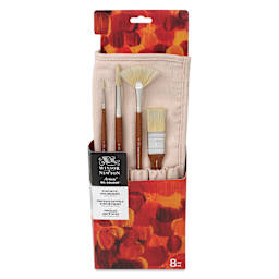 Winsor & Newton Artists' Oil Synthetic Hog Brushes - Set of 8, Canvas Roll Up, front of the packaging