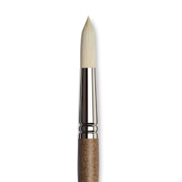 Winsor & Newton Artists' Oil Synthetic Hog Brush - Round, Size 20, Long Handle (close-up)