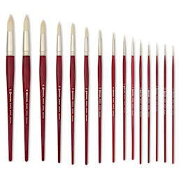 Escoda Marfil Synthetic Bristle Round Brushes, laid out