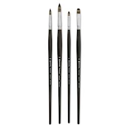 Escoda Vintage Synthetic Brushes - Assorted, Long  Handle, Set of 4