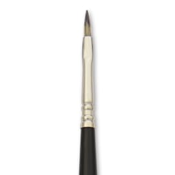 Escoda Vintage Synthetic Brush - Flat, Long Handle, Size 2, close-up