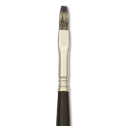 Escoda Vintage Synthetic Brush - Flat, Long Handle, Size 8, close-up