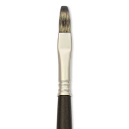 Escoda Vintage Synthetic Brush - Flat, Long Handle, Size 10, close-up