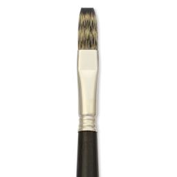 Escoda Vintage Synthetic Brush - Flat, Long  Handle, Size 14, close-up