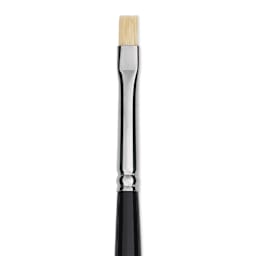 Trekell Hog Bristle Brush - Bright, Long Handle, Size 0, close up
