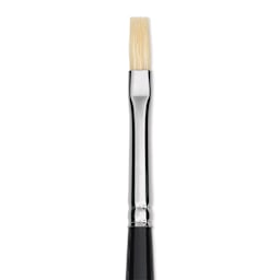 Trekell Hog Bristle Brush - Flat, Long Handle, Size 0, close up