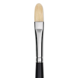 Trekell Hog Bristle Brush - Filbert, Long Handle, Size 4, close up