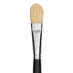 Trekell Hog Bristle Brush - Filbert, Long Handle, Size 10, close up