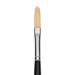 Trekell Hog Bristle Brush - Long Filbert, Long Handle, Size 3, close up
