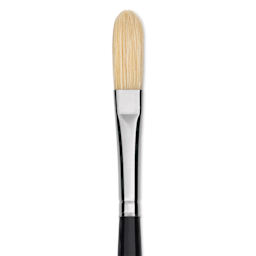 Trekell Hog Bristle Brush - Long Filbert, Long Handle, Size 5, close up