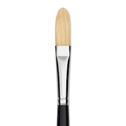 Trekell Hog Bristle Brush - Long Filbert, Long Handle, Size 8, close up