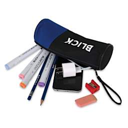 Blick Pencil Case - shown open with various markers and pencils partially out