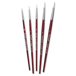 Dynasty Fine White Synthetic Brushes - Set of 1, Round, Set of 5, brushes fanned out
