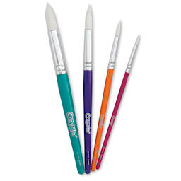 Crayola White Taklon Brush Set - Set of 4, Round, brushes fanned out