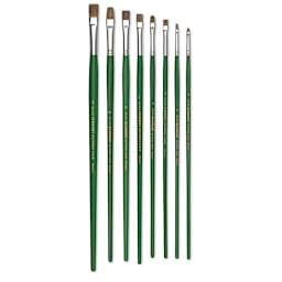 Blick Economy Ox/Pony Hair Brush Set - Bright, Long Handle, Set of 9
