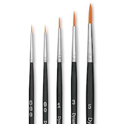 Dynasty Finest Golden Synthetic Brushes - Set 2, Round, Short Handle, Set of 5
