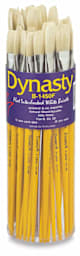 Dynasty White Bristle Flat - Front of Canister of 36 Flat Brushes in 3 sizes
