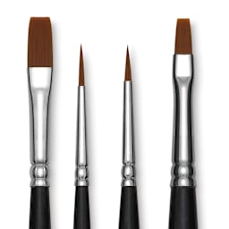 Blick Masterstroke Synthetic Sable Brush Set - Closeup of tips of 4 brushes in set