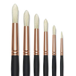Blick Masterstroke Interlocking Bristle Brush - Round, Long Handle, Set of 6, close up