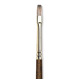Winsor & Newton Monarch Mongoose Brush - Flat, Long Handle, Size 0, close up