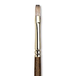 Winsor & Newton Monarch Mongoose Brush - Flat, Long Handle, Size 4, close up
