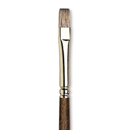 Winsor & Newton Monarch Mongoose Brush - Flat, Long Handle, Size 6, close up