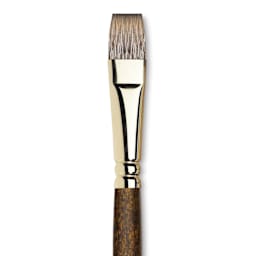 Winsor & Newton Monarch Mongoose Brush - Flat, Long Handle, Size 14, close up