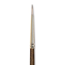 Winsor & Newton Monarch Mongoose Brush - Round, Long Handle, Size 0, close up